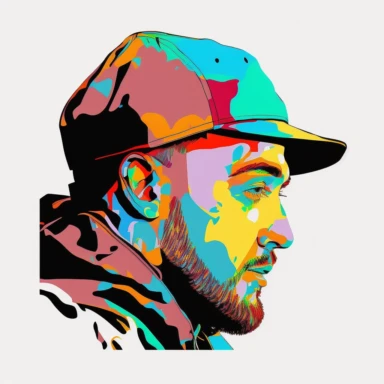 Mac Miller rap artist clipart colorful contour white background contour png
