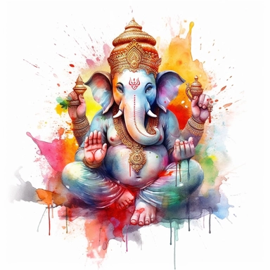 realistic watercolor ganesh clipart illustration