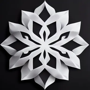 white paper snowflake, snowflake made of white paper, black background, no shadow, realistic, clipart