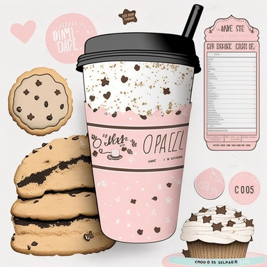 cookie clipart, to do list clipart, planner clipart, stationary, coffee cup, pink and white, c20, no words or letters, no numbers, V5