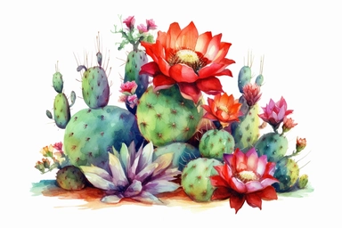 Watercolor , Cactus, clipart, hd, on a white background, spaced out