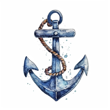 anchor watercolor illustration, clipart, isolated, white background, in the style of claire dalby