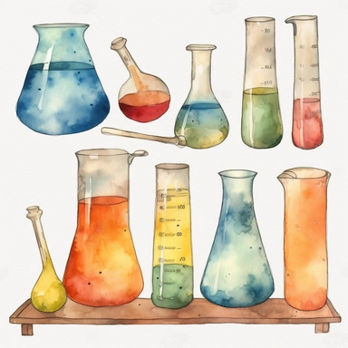lab beaker, clipart sets. water color, with white background