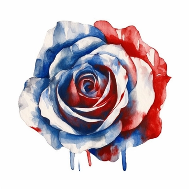 watercolor roses, red white and blue, union jack, great britain, clipart, white background,