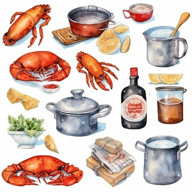 Watercolor Cajun Cooking Clip Art | 34 PNG images with transparent background | Instant Download | Commercial Use | Clipart bundle