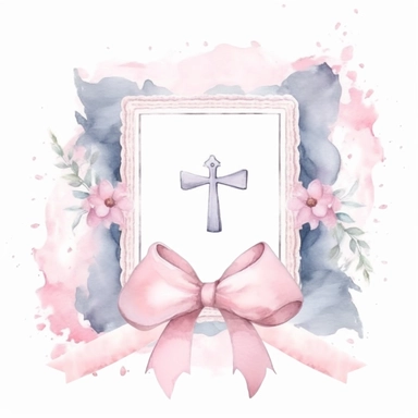 Graceful Baptism Watercolor Clipart - Pastel pink Baptism Certificate: This clipart represents a baptism certificate in pastel blue, highlighting the official recognition of this spiritual milestone.