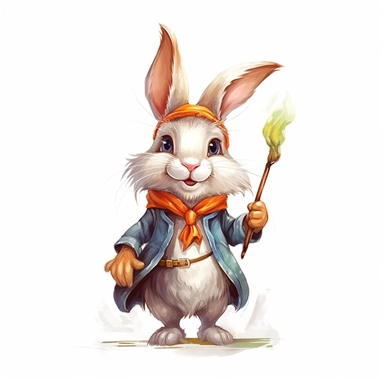 vector cute Rabbit character wearing wizard custom and wizard element with happy face ,front facing on isolated background,colorful color,with happy face and expression,Animal Sublimation Clipart,no splash watercolor,white background, ultra detailed clipart, cut out image, colorful watercolor realistic, cartoon style, ultra HD, sharp and clean art