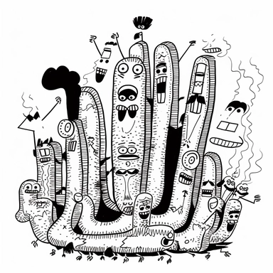 Hanna-Barbera illustrated Drunk Sausages, retro drunk character illustration, Volk Clip Books of Line Art, retro Frankfurters illustration, retro illustration, doodle art, design, line art, minimal character design, tattoo flash design, vintage Frankfurters illustration, black line, white background, 32K, retro illustration, retro advert illustration, black and white, minimal