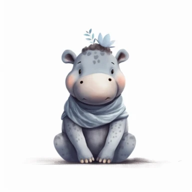 a baby hippo clipart with illustration, full body shot ,8k, style of Bohemian, style of Anna Süßbauer and Jon Klassen,vector, Vector, white background,Solid Background, Sharpness and clarity, masterpiece, trending on Artstation and Dribbble.