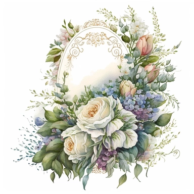 clipart aquarelle, detailed ans realistic, white background. beautiful flower tribute in white color, white theme, Bouquet for funeral, loss, sorry, with additions like sash ribbon