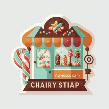 vector sticker design, Christmas Candy Shop clipart, white background, flat colors