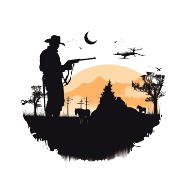 country western minimalist silhouette tattoo desing clipart