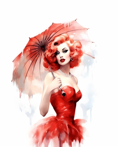 watercolour casino pin up pretty lady hd clipart white background