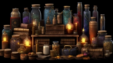 Wizards Inventory, books, candles, candles vials, witchcraft clipart, super detailed, vibrant, rich colors, magical effects, glow, hyper realistic, pretty, cute, large objects, 8k, isolated on a white background realistic photography, Higher coherence, Improved sharpness, accuracy, perfect look, perfect lighting, center of frame, ultra HD, 8k, Full body, OC renderer, sweet,sweet, dynamic background,(no unwanted borders or text artifacts)