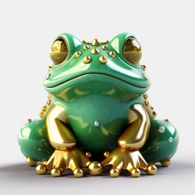 jade statuette of a frog with tiny golden orbs for eyes small enough to fit in a pouch, clipart, tim burton, dnd