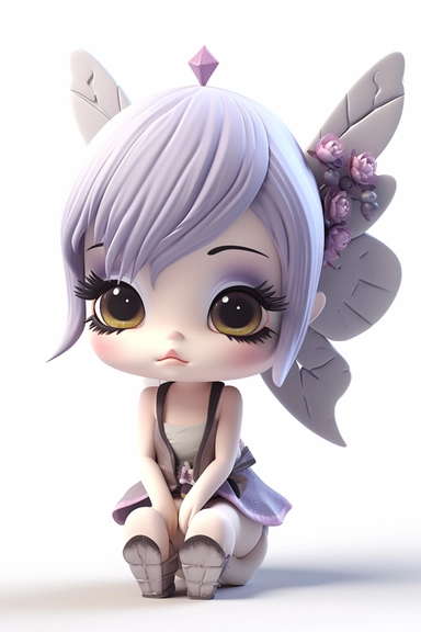 kawaii single emo fairy clipart, white background, constrained, digital-art, Natural light, CryEngine, Normal perspective, DSLR camera, Animated scene