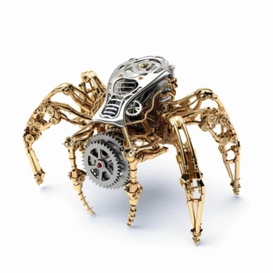 mechanical spider, vector free clipart illustration, in the style of unreal engine 5, 32k uhd, detailed features, white background