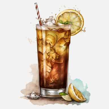 long island iced tea cocktail, watercolor, clipart, no title, no text, no captions
