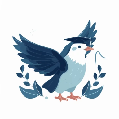 Graduation Dove flat vector clipart white background with margins lovely