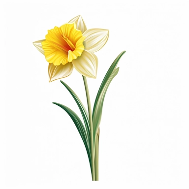 clip art Daffodil simple color thick lines white background 8k,--q3