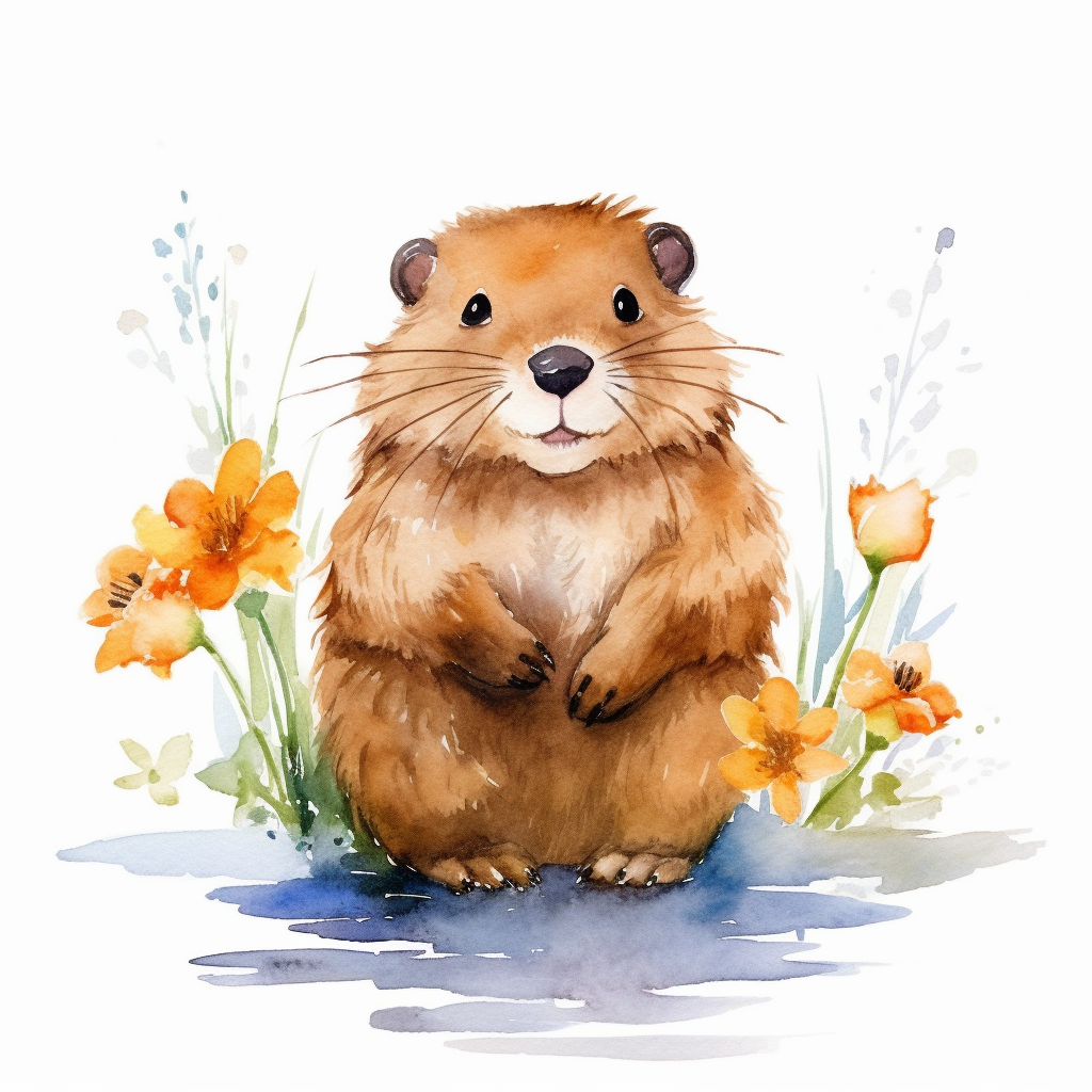 cute beaver clipart watercolor, white backgorund - Clip Art Library