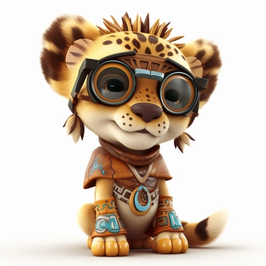 ticker clipart cartoon of a cute lion cub with sun glasses, dressed with tribal african gear,3D, disney pixar style, puppy eyes, looking at athe camera, white background ,high definition, high resulotion, highly detailed,16K