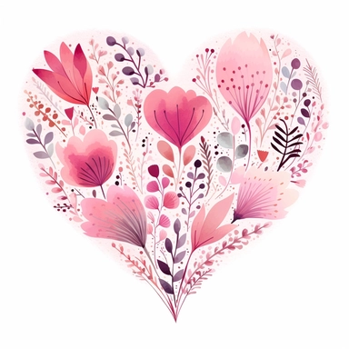 Heart Clip Art Boho Pink Heart Love Clipart Hand Painted