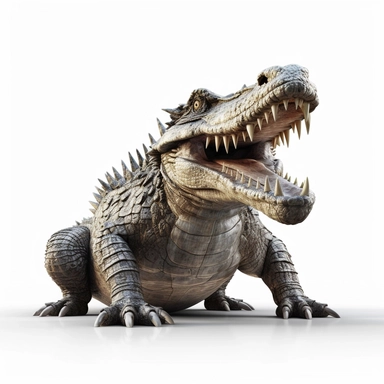 3D Big Crocodile Dangerous Clipart isolated on white background