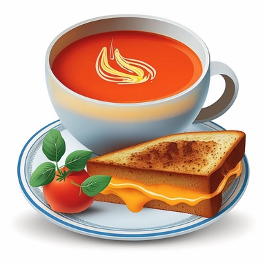 Tomato soup with grilled cheese clipart