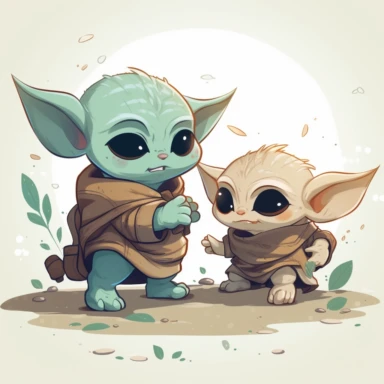 baby yoda fight clipart