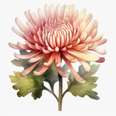 Clipart, vintage, watercolor, Pink Mum flower illustration, hand drawn, texture