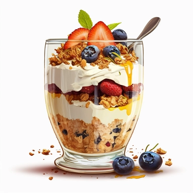 Yogurt parfait with granola and honey clipart