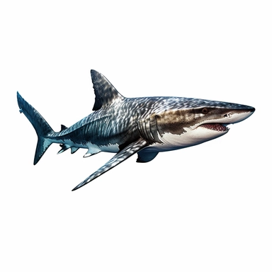 a single clipart image png graphic of a Hyper Realistic Aquatic Vibrant Oceanic whitetip shark Clipart Ocean Animals, Sea Life