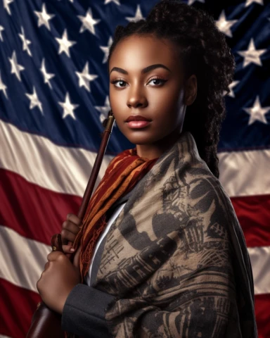 Patriotic, Make America Great Again theme 2023 version Norman Rockwell digital illustration, Beautiful 25 year old African American woman with Beautiful braids waving a USA Flag png file, sublimation, conservative fashion Nova Model Black Woman Clipart, Large Handbag, African American Female,