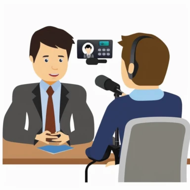 man interviewing in clipart style professional