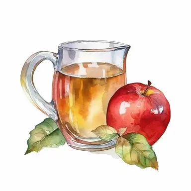 clipart on white background of Apple Juice drawn with watercolors, aquarell