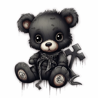 cute gothic teddy bear clip art