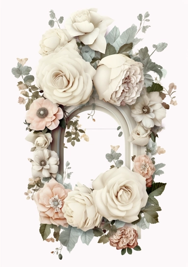 White Rose Arches Clipart, wall flowers, pastel colors, more details, high resolutions