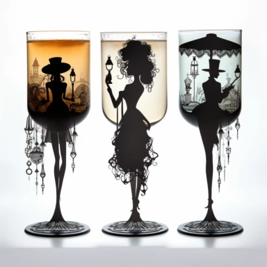 shawn coss silhouette, drink holders clipart, add some color shades, vintage style, old fashion, artwork, white background, 4k, detailed