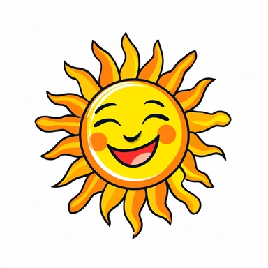 very simple yet funky clipart comic image of a 60s style sun with a white background