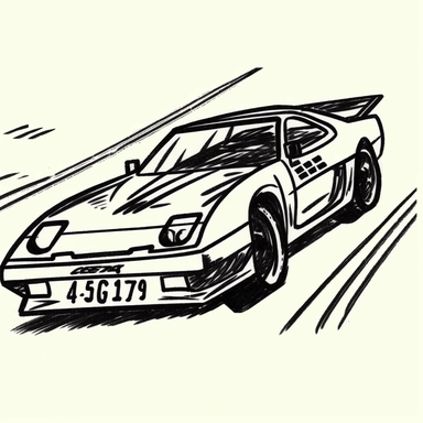 an old 80's style racing car side veiw 3d handraw clipart style easy draw simplist black and white vector simple doodle very with thick lines