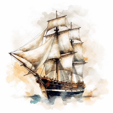 one transparency clipart, in the style of detailed ship sails on a white background, atmospheric watercolors, uhd image, tintypes, group f/64, detailed character illustrations, calligraphy-inspired , no watermark, text, 300 DPI , typography, shapes do not stick together, no text in the picture, on a white background