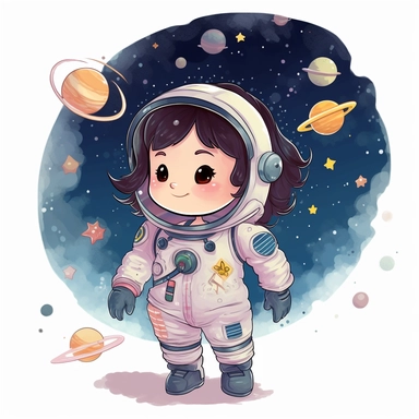 baby girl Astronaut in the space clipart
