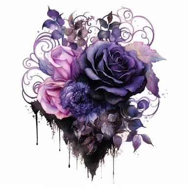 Step into a world where the ethereal beauty of watercolors meets the dark allure of Gothic aesthetics. Create an extraordinary collection of Gothic floral arrangements in clipart form, each brushstroke capturing the delicate balance between light and shadow. Infuse the artwork with elements inspired by Gothic literature and art, intertwining roses, thorns, and dark foliage with intricate details like antique keys, winding vines, and elegant candelabras. Choose a vivid color palette that juxtapos
