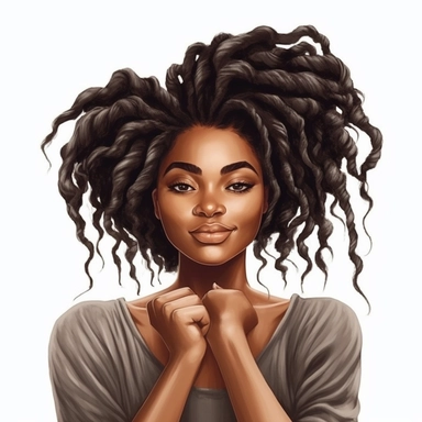 ultra detailed Black Girl Self Love Clipart , solid white background, beautiful , Self-Love and Confidence, super cute, super cool, Goddess Locs , contour, portrait photography by ANIMATION