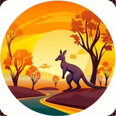 kangaroo, Australian bush, colourful, clip art, 2d, cartoon