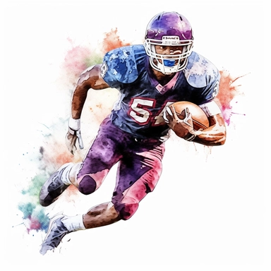 Award winning hyper detail watercolour american football player, white background, clipart