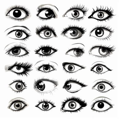 clipart graphic, cartoon eyes, black vector print, white transparent background