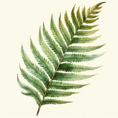 Clipart, vintage, watercolor, Blechnum Orientale Fern Leaf, botanical illustration, hand drawn, texture