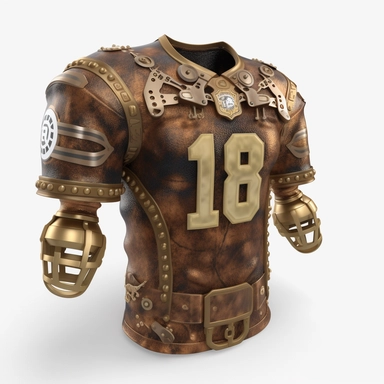 steampunk american football jersey, clipart, white background, realistic, 16k